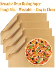 Reusable Oven Baking Paper, Dough Mat, Baking Paper 2 Pieces/4-Piece Set (30cm X 40cm) Suitable For Baking Sheets, Cake Molds, Cake Stands, Permanent Oven Paper, Baking Mat, Grill Mat, Baking, Bread Making - Multicolor - View 2