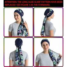 Bamboo Cotton Liner Chemo Headwear For Womenwith Silky Scarfs For Cancer Hair Loss Sleep Caps Beanie,OneSize,NavyBlue - 海軍藍 - 查看 5