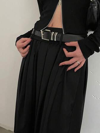 Cinto decorativo Niche Design, preto, estilo coreano, versátil para calças casuais, ideal para o verão.