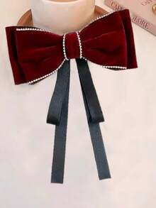 1 pieza Clip de pelo con cristal y lazo estilo francés vintage, diseño elegante, apto para uso diario, pinzas de pelo, ganchos de pelo, pasadores de pelo - Multicolor - Ver 10