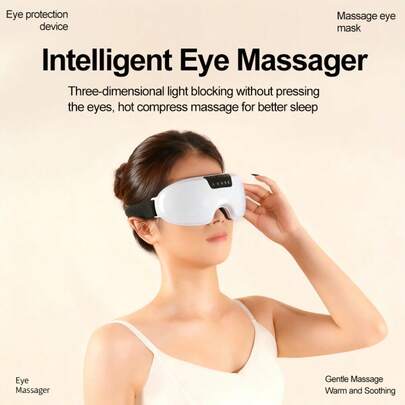 眼部按摩器，眼罩按摩器，多档速度调节，可调节头带，便携式眼罩，缓解眼疲劳，有助于改善睡眠，适合作为送给妈妈、爸爸、女士和男士的生日礼物。