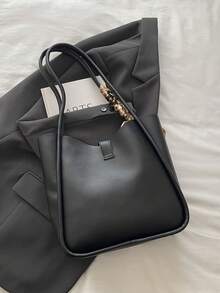 1 st lyxig enfärgad mångsidig axelväska för kvinnor - Svart - Visa 8