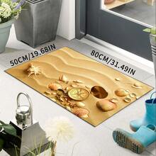 1pc Ocean Coastal Starfish Seashell Bathroom Rug, Non-Slip Washable Standing Mat, Fun Laundry Room Rug, Funny Shower Mat, Home Decor, Bathroom Rug, Bathroom Carpet