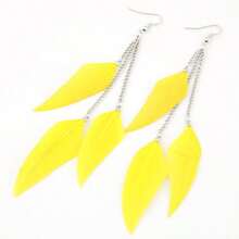 Retro Bohemian Tassel Earrings For Women, Elegant Vacation Personalized Feather Chain Dangle Earrings - Multicolor - View 12