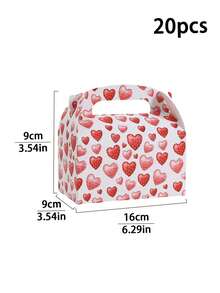 5pcs/20pcs Valentine's Day Cake Boxes, Heart-Shaped Baking Boxes, Dessert Packaging Boxes, Gift Boxes, White Card Handled Bags, Cake Takeout Boxes - Multicolor - View 13