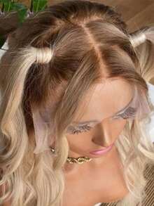 Omber Blonde With Dark Root Body Wave Lace Front Wigs Human Hair Pre Plucked 13x4 HD Water Wave Lace Frontal Wigs Human Hair 180 Density Human Hair Wig For Women Glueless Wigs Blonde Color - Bắt nguồn từ & Ombre - Xem 3