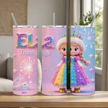 Frozen  20oz Stainless Steel Tumbler With Straw & Lid -  & Olaf Design (No Olaf),  Cup, 's Ice Magic Theme, Pink & Blue Sparkling Frozen Drinkware For, Christmas Gift,, Travel - 1 chiếc - Xem 1