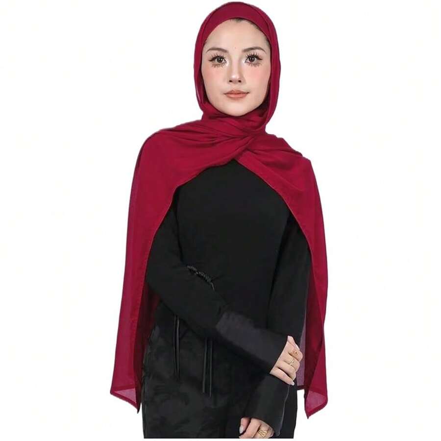 Modal Cotton Hijab Scarf For Women With Undercap Set,FreshBurgundy - FreshBurgundy - View 1