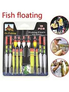 15件/套 钓鱼浮标 垂直浮标 海钓 多种尺寸 适用于大多数类型的钓鱼饵料 钓线 钓具工具