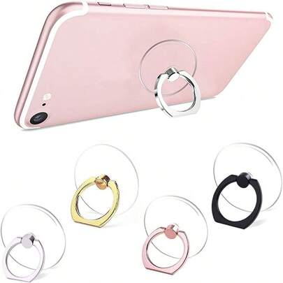 4 - Piece Phone Ring Holder, Transparent Ring Holder, 360 Degree Rotation And 180 Flip Phone Ring Holder