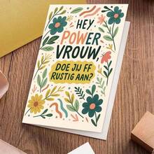 بطاقة تهنئة زهرية مُمكِّنة مع مغلف (11 سم * 16 سم) - تصميم "مرحبا بك أيتها المرأة القوية"، منظر زهري بوهيمي مع نباتات نابضة بالحياة، مثالية للنساء والأصدقاء، مناسبة للتشجيع والتقدير، بطاقة تهنئة | بطاقة تمكين | بطاقة ورقية