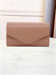 Minimalist Square Genuine Leather Bag, Elegant And Refined. Crossbody Bag, Fashionable And Stylish. Clutch Bag And Evening Bag, Suitable For Women's Birthday Party And Formal Occasions, Can Also Be Worn On The Shoulder. - Nude - View 2