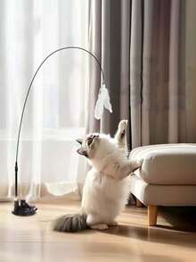 1个猫咪逗猫玩具，强力吸盘牢牢吸附在地板上，多色羽毛造型，带铃铛，互动性强，适合室内使用，帮助消耗猫咪能量。 - 查看 1