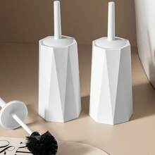 Juego de cepillo y soporte de acero inoxidable para inodoro - Estructura antioxidante resistente, diseño a prueba de salpicaduras y cerdas duraderas, adecuado para sistemas de limpieza sanitaria de baños, comerciales y domésticos. El mango ergonómico ahorra espacio de almacenamiento, las cerdas resistentes eliminan las manchas difíciles, el material de acero inoxidable no se oxida fácilmente, la bandeja a prueba de salpicaduras facilita el acceso y el almacenamiento, cepillo para inodoro, cepillo de limpieza para baño