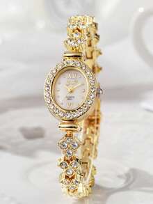 High-End Fashion Design Texture, Everyday Versatile, Casual, Aesthetic, Elegant, Light Luxury, Exquisite, High-End And Atmospheric, Classic Retro Women's Quartz Watch Set, Suitable For Birthday Gifts, Year-End , Net One 1pc/Set - one-size - View 3