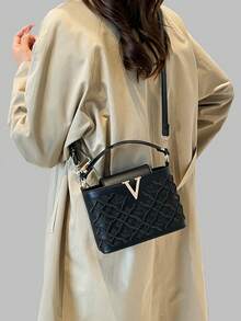 Fashionable Women's Handbag, Box-Shaped Tote Bag, Small Square Bag, Versatile Ladies' Crossbody Bag - Black - View 3