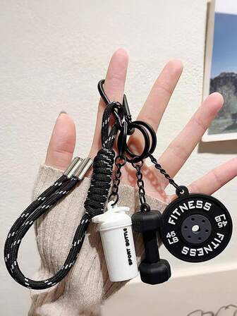 Yogodlns Mini placas de barra de pesas llavero, tazas de agua, simulación de mancuernas llavero, colgante creativo de dopamina para bolsas de fitness, placas de barra de pesas llavero para amantes del gimnasio, accesorios de regalo, bolsas de entrenamiento, botellas de agua, lindo colgante de bolsa