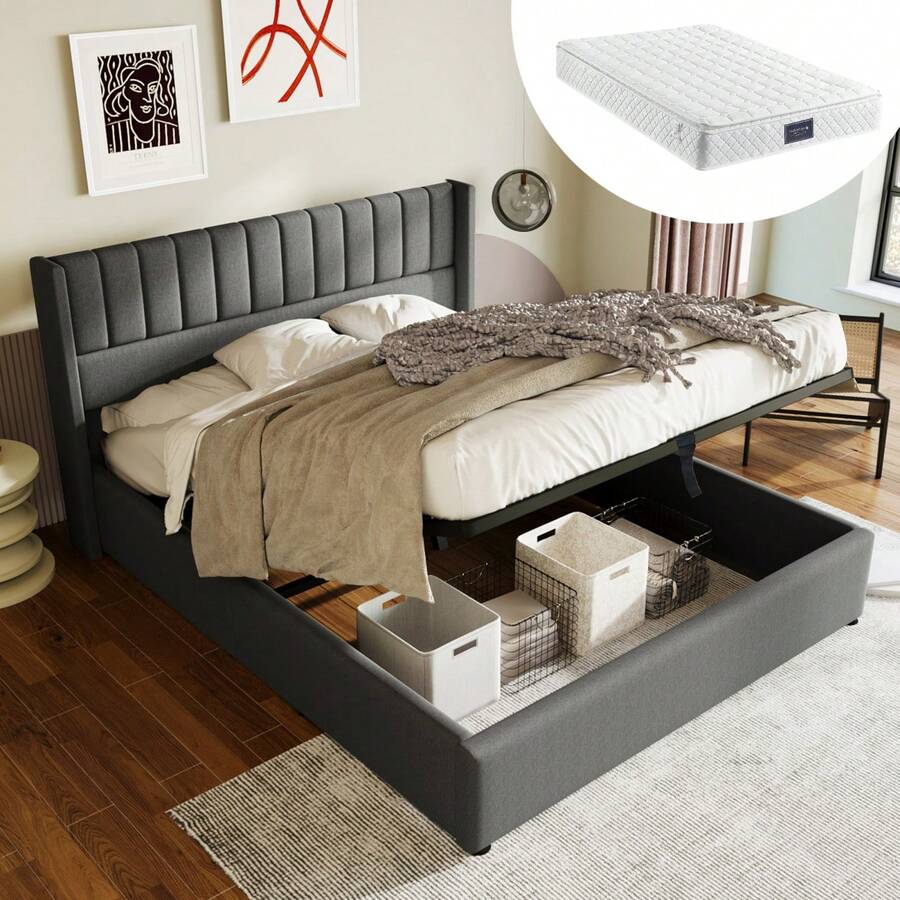 Bed Frames - Gray + Linen + 140cm*200cm - View 1