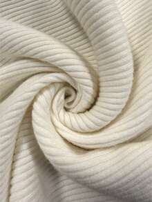 Ladies Spring Autumn Solid Off White Stretch Turtleneck Fitted Soft Knit Daily Top - Apricot - View 8