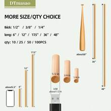 1/4x 12 Inch 25 PCS Dowel Rods Wood Sticks Wooden Dowel Rods - Unfinished Sticks - Crafts And DIYers - 1/4 x 12 英吋 + 25 - 查看 6
