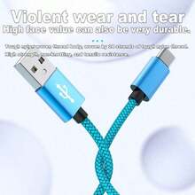 60W Fast Charge USB-C Cable - Durable Nylon Braided, Flat Design Compatible With SamSung For Galaxy S23 Ultra/S23+/S22/S22+/S21 Ultra & More,USB Type C Cable Fast Charging Data Cord Compatible With Samsung With Redmi, OnePlus Mobile Phone Charging Cable - Multicolor - View 3