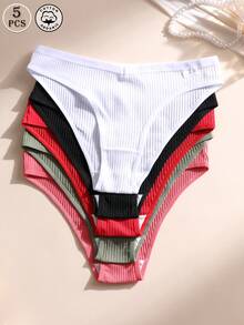 5条/包 女士性感无痕V腰三角内裤，柔软透气纯棉纯色内裤，适合瑜伽、运动和日常穿着