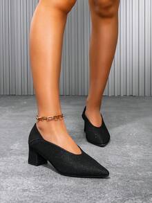 New Stylish Mary Jane High Heels For Women, Elegant Comfortable Non-Slip Rubber Sole, Versatile For Work & Casual, Lightweight All-Season, Glitter Powder Multiple Color Options Cute High Heel Pumps