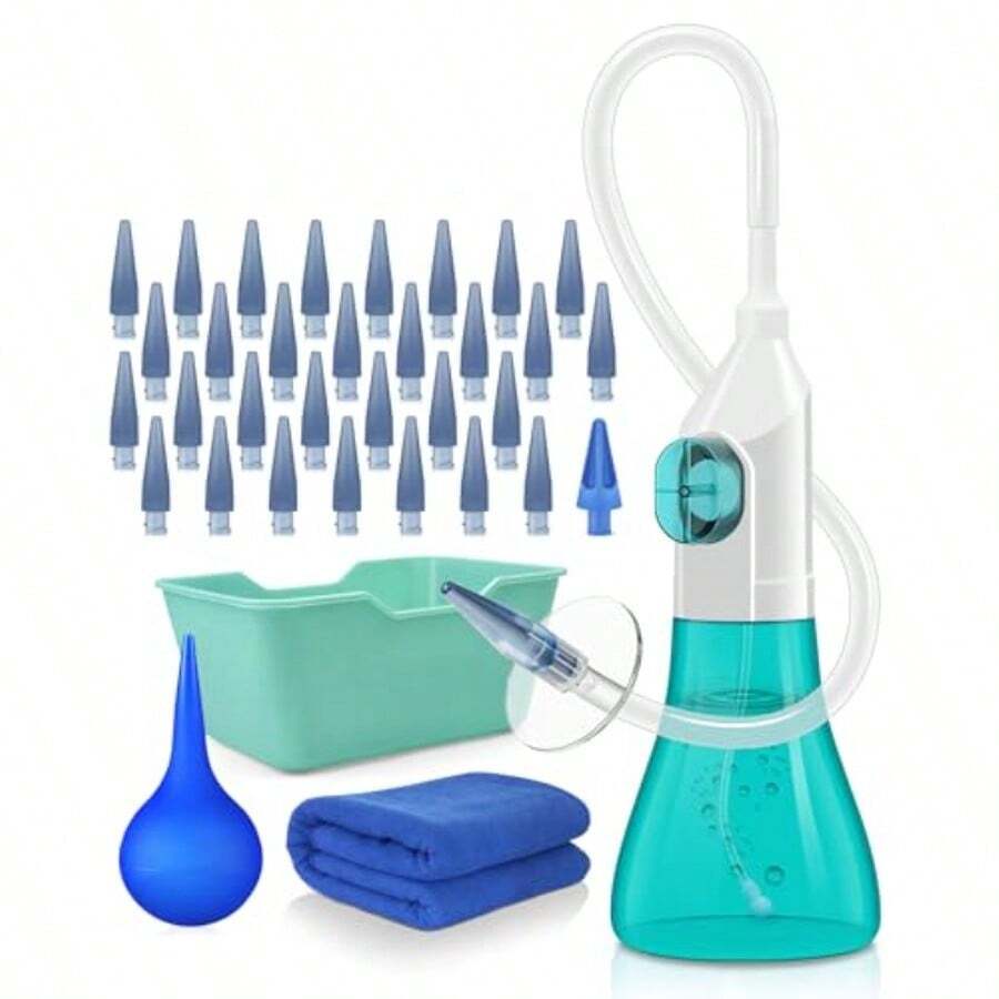 GSYY Ear  Removal Tool Eaing Ki For Adul  Effective Ear Clean Stem Ea To Operate Ty Ears Irrigan Fling Stem With 30 Ts Basin Towel Air Bulb For He Use And Daily Ear Care - 米色 - 查看 1