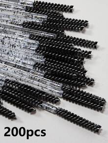 25 szt. Pędzel do makijażu Mascara Jednorazowa kryształowa szczoteczka do brwi Aplikator tuszu do rzęs Narzędzie do przedłużania rzęs z wąską i długą główką szczoteczki Nadaje się do przedłużania rzęs