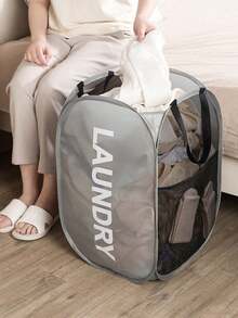 1pc Foldable Pop-Up Laundry Basket - Collapsible Dirty Clothes Hamper With Sturdy Handle, Space-Saving For Bathroom/Bedroom/Laundry Room, Essential Home Item & Christmas Gift - Multicolor - View 2