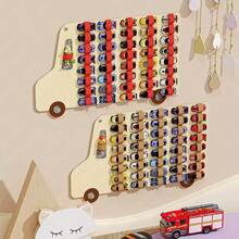 Large Capacity Racing Car Storage Rack, Beige Racing Stripe Background, Hanging Design, Space-Saving, Vertical Wall Decor, Easy Installation, Durable Fabric Garage, Fun Decor, Racing Car Accessories, Novelty Decor, Unique Design, Toy Storage, Door Hanging Storage, Room Organization, Home Decor