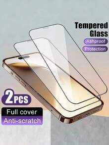 2 piezas Protector de pantalla de vidrio templado de alta definición y pantalla completa, compatible con modelos Apple 16 Pro Max, 15 Pro Max, 15 Pro, 14 Pro Max, 13, 12, 11 pulgadas, protector de pantalla de teléfono de alta definición y pantalla completa con marco negro - Negro - Ver 27