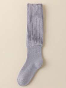 6 Pairs Women's Solid Color Socks, Casual & Versatile, Thick & Warm For Autumn/Winter, Over The Calf School Style, Cozy Socks - Multicolor - View 19