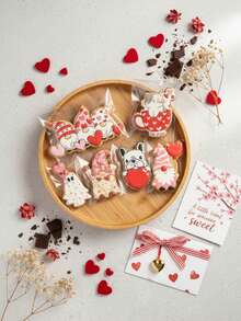 6 قطع مجموعة قوالب قطع بشكل قلب وكلمات الحب، قوالب ملحقات إعلان الحب الرومانسي لتشكيل البسكويت والفوندان، أداة ضغط ثلاثية الأبعاد، هدية عيد الميلاد، ديكورات عيد الحب، هدايا عيد الحب، ديكورات عيد الحب - وردي - مشاهدة 1