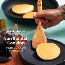 Wooden Spoons For Cooking Durable 12Piece Wooden Cooking Utensils Set With BuiltIn Holder Spoon Rest And Hooks Made From Natural Teak Wood For Nonstick Kitchen Use Ideal For Stirring Mixing And Serving In Home And Professional Kitchens - 棕色 - 查看 5