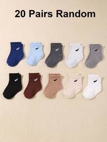 20 Pairs Solid Color Baby Socks | 10 Pairs Black White Gray Baby Socks | Stretchy, Sporty Casual Style | Suitable For Infants & Toddlers | Unisex For Baby Boys & Girls | Newborn Socks | Infant Socks | Baby Party Decor | Halloween Thanksgiving Christmas Gifts - Multicolor - View 15