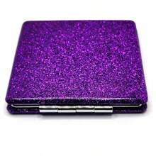 Gold Magnifying Compact Mirror Purse - 1x/2x Magnification Travel Mirror 2.76 Inch Double - Sided Folding Mirror, Cute Small Pocket Mirror, Travel Essentials - 紫色方塊 - 查看 6