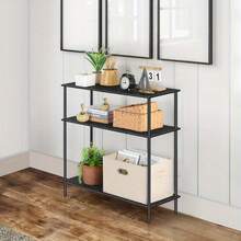 Maximize Space With Industrial Style! 3-Tier Narrow Console Table, Black Entryway Organizer For Behind Couch, Hallway & Home Office - Black - View 2