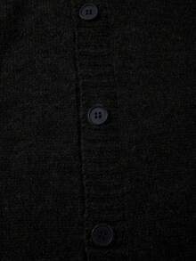 ANDREILEE Men's Casual Loose Solid Color Retro Style Business Commute Versatile V-Neck Button-Up Ribbed Long Sleeve Cardigan Sweater, Autumn/Winter - Black - View 8