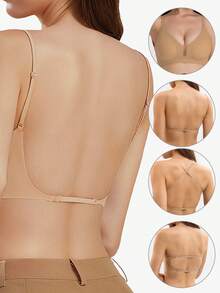Women's Deep-V Bra Seamless Backless Bra Backless Strapless Underwear Sexy Bra Bridallingerie Three Types Of Straps, Seamless And Breathable, Adjustable Shoulder Straps, Thin Bra, Comfortable And Breathable, Suitable For Weddings, Formal Dresses, Camisole Skirts, Etc