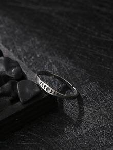 Nooxian 1 pieza Anillo de acero inoxidable con fase lunar que brilla en la oscuridad, para mujer, brilla después de cargarse, no brilla sin cargarse - Plateado - Ver 5