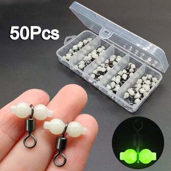 50Pcs/Lot Luminous Rolling Swivels Fishing Swivels Sea Fishing Accessories Hook Connector Rolling Swivels 3-Way Swivels