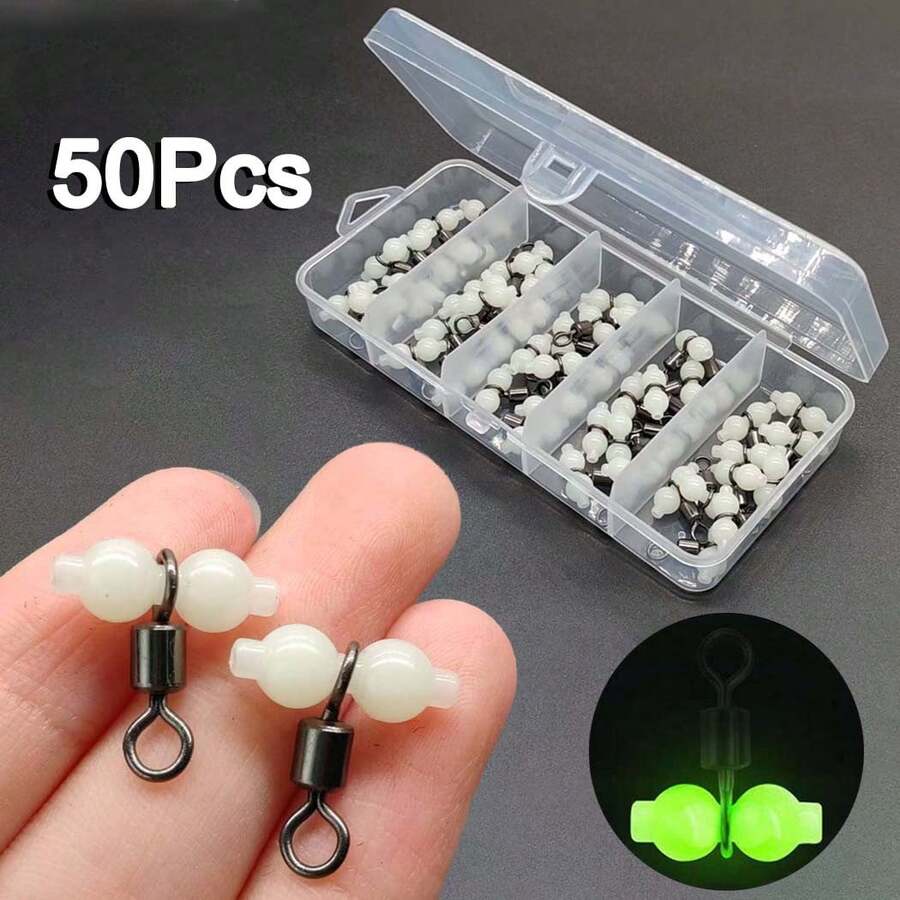 50Pcs/Lot Luminous Rolling Swivels Fishing Swivels Sea Fishing Accessories Hook Connector Rolling Swivels 3-Way Swivels - Multicolor - View 1