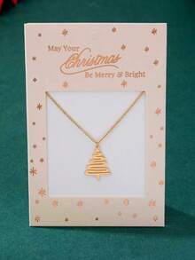 1 Pc Minimalist Christmas Tree Snowflake Pendant Necklace For Women, 2025 Winter Themed Xmas Reindeer Jingle Bells Charm Necklaces, Holiday Festive Jewelry Gift For Her