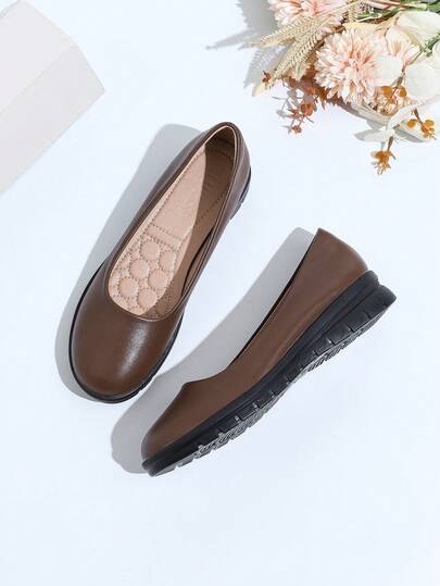 Women's Black Fashion Round Toe Platform Shoes, Chunky Heel Shoes, Ladies' Solid Color Work Shoes, Elegant Thick High Heel Pumps, Suitable For Work And Commute