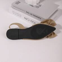 Women's Fashion Cute Khaki Bow Decor Adjustable Flat Pointed Toe Sandals - Khaki - View 9
