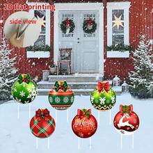 6 Peças Bolas de Natal para Decoração de Quintal Externo, Adequado para Superfícies Planas 2D, Acompanha 12 Estacas de Plástico, Decoração de Natal Externa, Estacas de Bola de Plástico de Natal Festivas para Quintal, Pátio, Gramado - Decorações de Feriados Externos