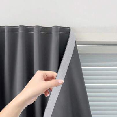 Cortinas opacas con cinta mágica para recámara, sin perforaciones, cortinas autoadhesivas, sin barra, ventana pequeña, 47 puadas de ancho x 96 puadas de largo, gris, 1 panel,27654771