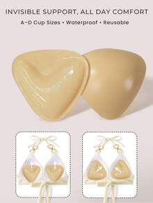 2 件可重复使用双面自粘式胸垫，隐形露背胸垫，适合小胸围，增强乳沟，适合婚纱、泳衣、比基尼 - 彩色 - 查看 16