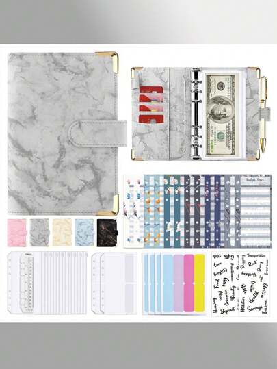 A6 Budget Binder with Zipper and Cash Envelopes, Monthly Budget, Remind, Budget Sheet, Category Stickers, Money Organizer for Cash and Card for Home Office School